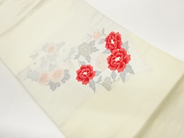 花々模様織出し名古屋帯